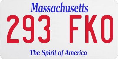 MA license plate 293FK0