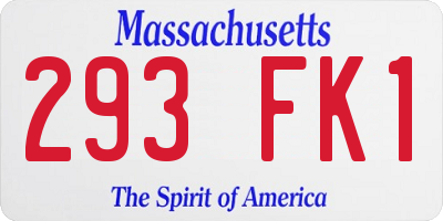 MA license plate 293FK1