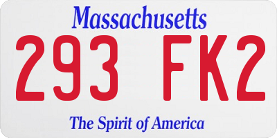 MA license plate 293FK2