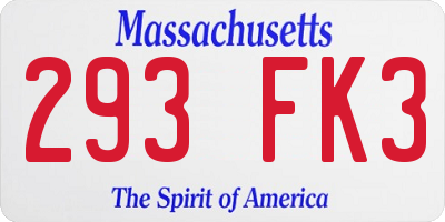 MA license plate 293FK3