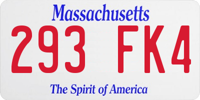 MA license plate 293FK4