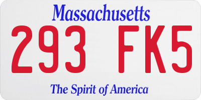 MA license plate 293FK5
