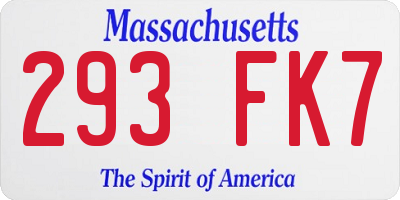 MA license plate 293FK7