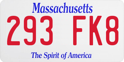 MA license plate 293FK8