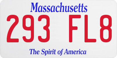 MA license plate 293FL8