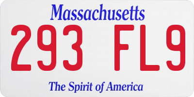 MA license plate 293FL9