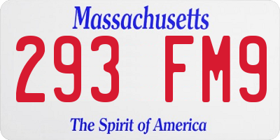 MA license plate 293FM9