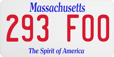 MA license plate 293FO0