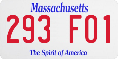 MA license plate 293FO1