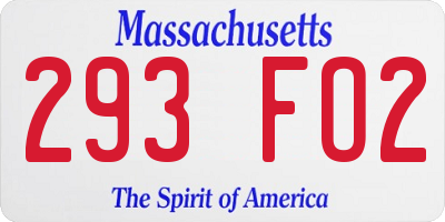 MA license plate 293FO2