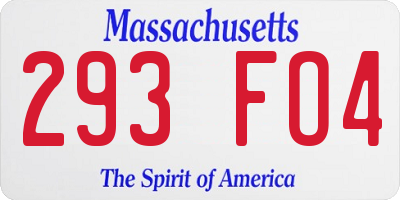 MA license plate 293FO4