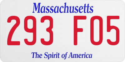 MA license plate 293FO5