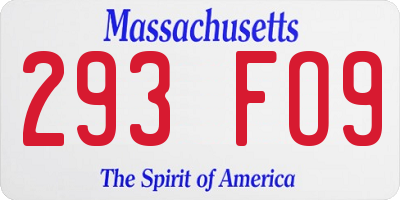 MA license plate 293FO9