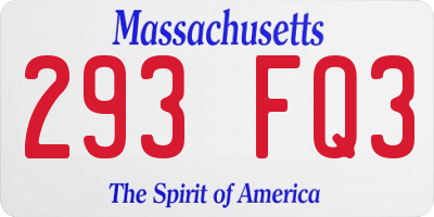 MA license plate 293FQ3