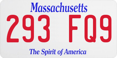 MA license plate 293FQ9