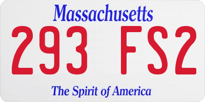 MA license plate 293FS2