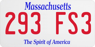 MA license plate 293FS3