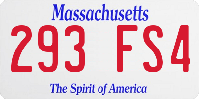 MA license plate 293FS4