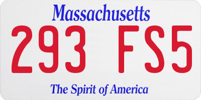 MA license plate 293FS5