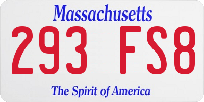 MA license plate 293FS8
