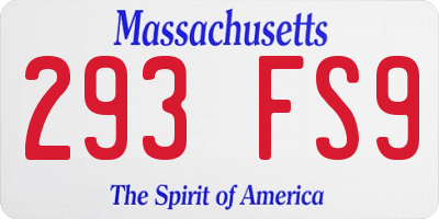 MA license plate 293FS9