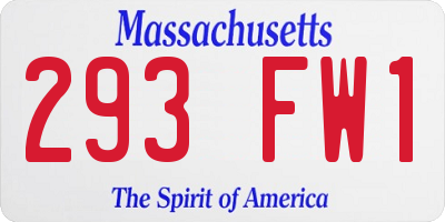 MA license plate 293FW1