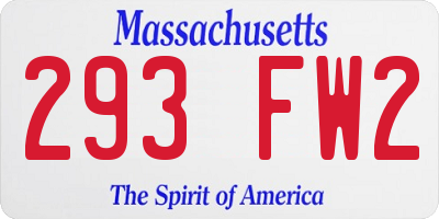 MA license plate 293FW2