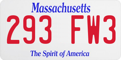 MA license plate 293FW3
