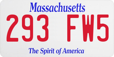 MA license plate 293FW5