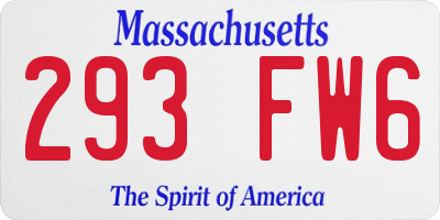 MA license plate 293FW6