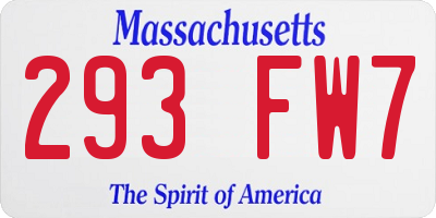 MA license plate 293FW7