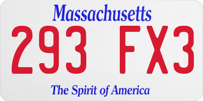MA license plate 293FX3