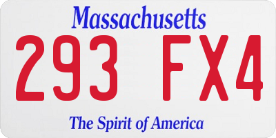 MA license plate 293FX4