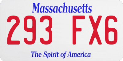 MA license plate 293FX6