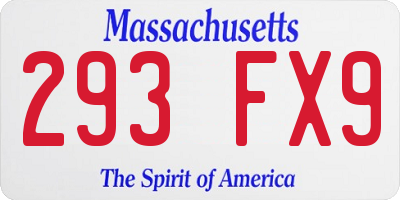 MA license plate 293FX9