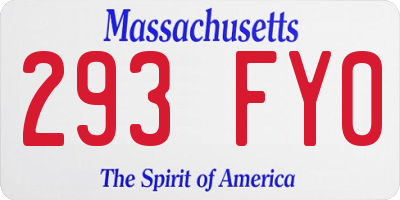 MA license plate 293FY0