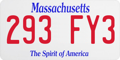 MA license plate 293FY3