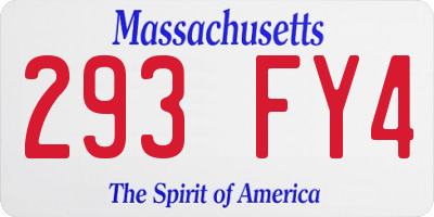 MA license plate 293FY4