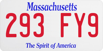 MA license plate 293FY9