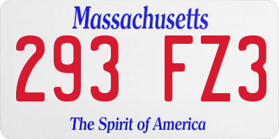 MA license plate 293FZ3