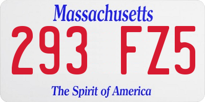 MA license plate 293FZ5