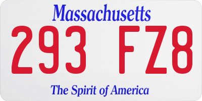 MA license plate 293FZ8