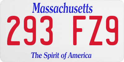 MA license plate 293FZ9