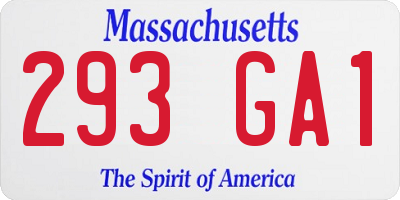 MA license plate 293GA1