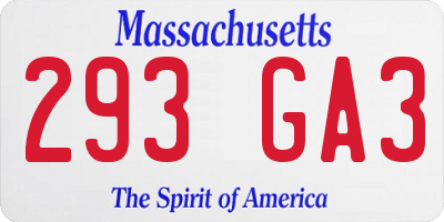 MA license plate 293GA3