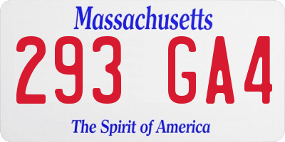 MA license plate 293GA4