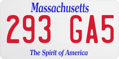 MA license plate 293GA5