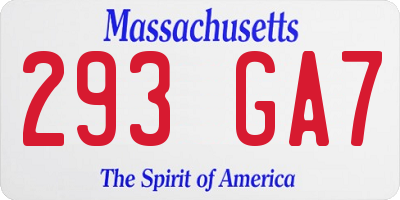 MA license plate 293GA7
