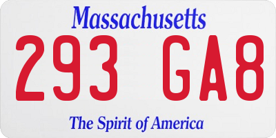 MA license plate 293GA8