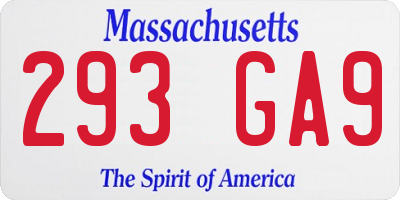 MA license plate 293GA9